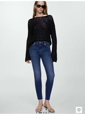 Mango Blue Skinny Jeans mid waist tight fit cropped length